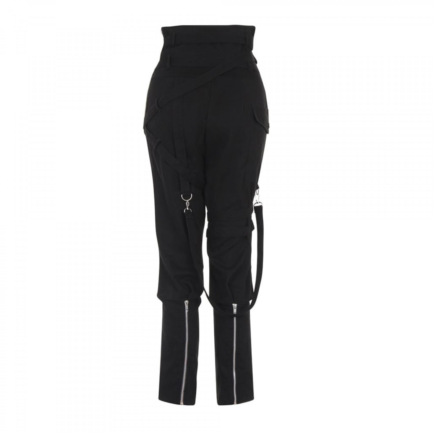 Women’s Gothic Evil Pants | Black Bondage Strap Trousers